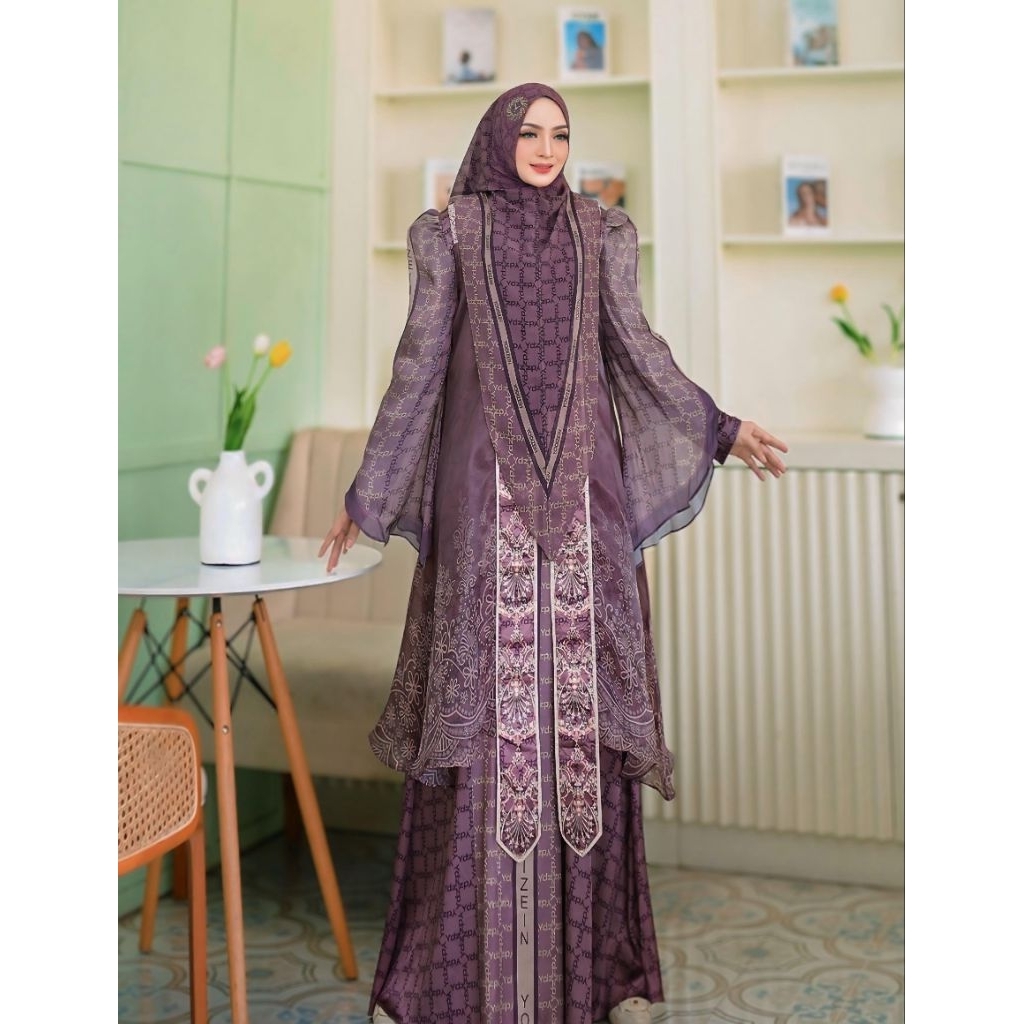 Arcadia Series by Yodizein Syari / gamis outer set hijab premium / gamis printing mewah kekinian