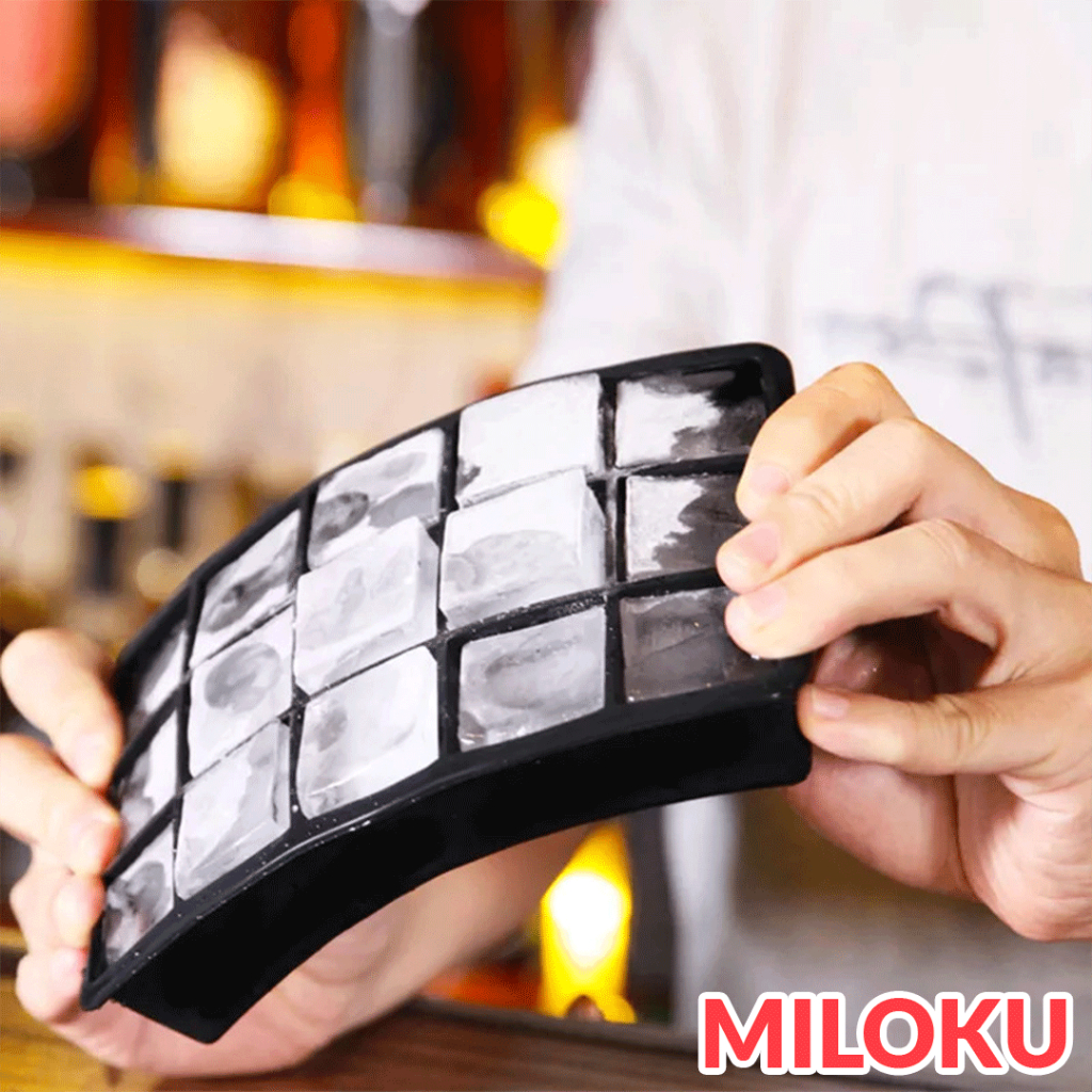 Miloku Cetakan Es Batu Persegi Ice Mold Square 15 Slot Agar Jelly Puding Buah Coklat Silikon Flexibe