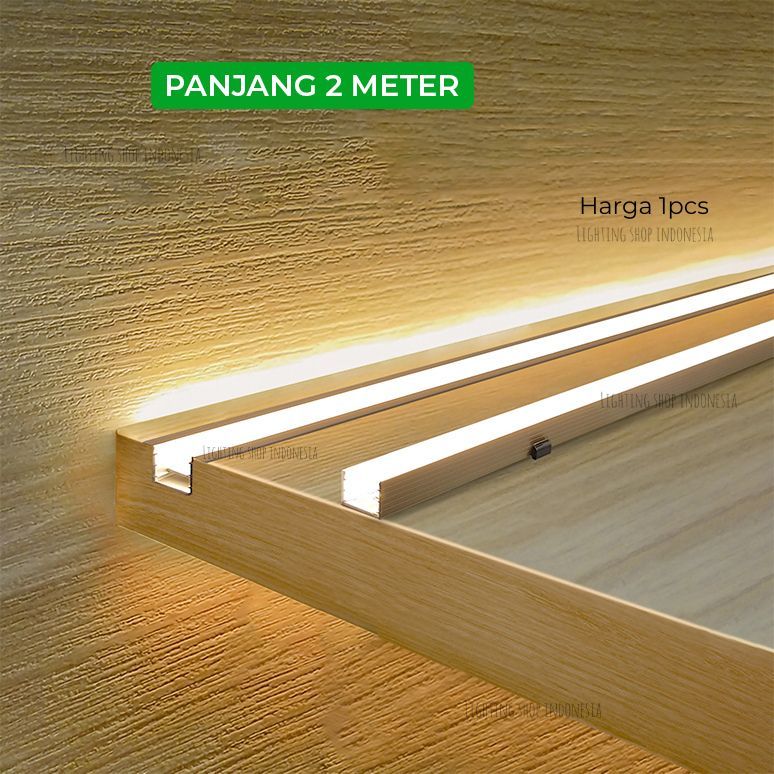 Kap lampu housing 2meter rumah strip led list rell cover aluminium panjang 2m tanam tempel dinding p
