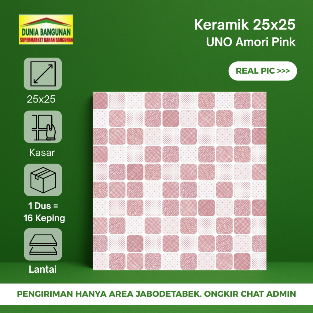 Keramik Lantai Kamar Mandi UNO 25X25 Amori Pink Keramik Lantai