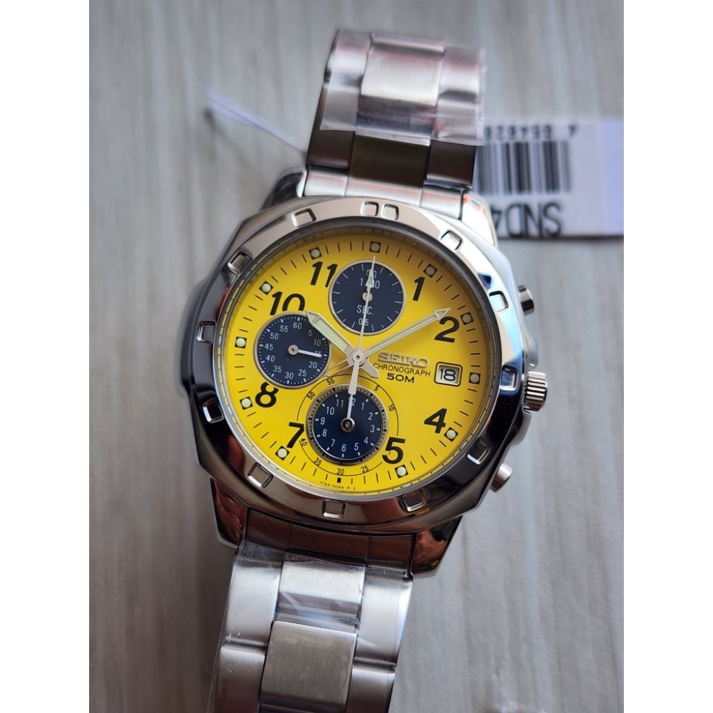 Seiko SND409P Yellow Dial 7T92-0CA0 Quartz Chronograph New Tanpa Box