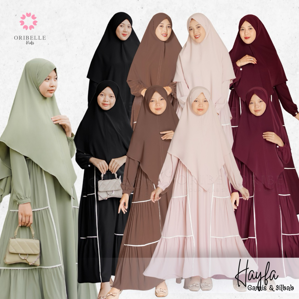 Oribelle Hayfa Set Gamis Abaya  dress Muslimah Khimar Syar’i couple ibu anak remaja tanggung