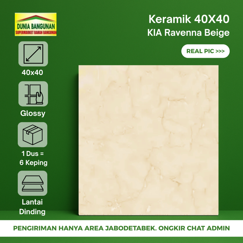 Keramik 40x40 Lantai KIA Ravenna Beige Keramik Lantai Marble Beige Glossy