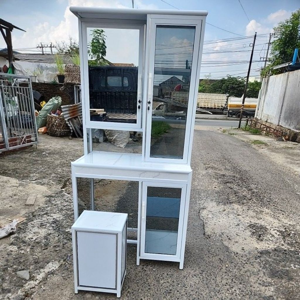 meja rias twalet almunium premium holo tebal