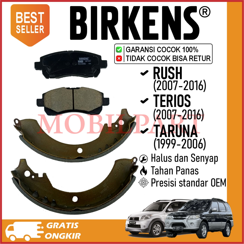 Kampas Rem Depan Belakang Birkens - Rush Terios Taruna