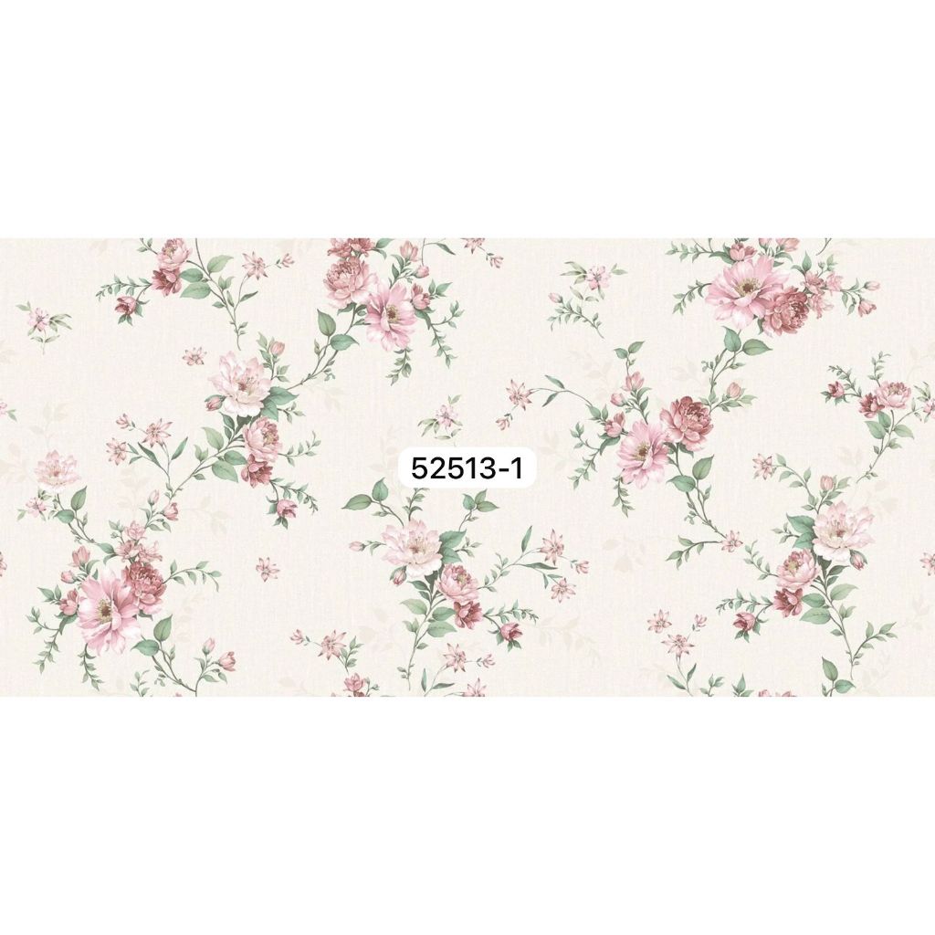 WALLPAPER DINDING MOTIF BUNGA SHABBY PINK UNGU PROMISE