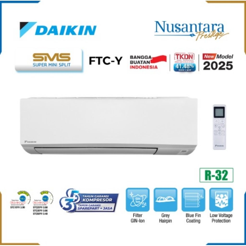 AC Daikin Standard Indonesia 1/2PK FTC15YV14 / 15YV14 / 15YV