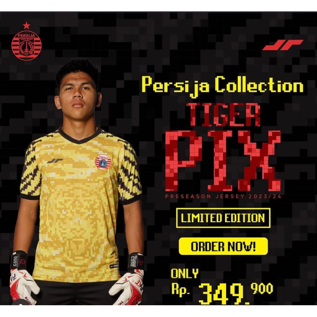 Jersey Persija Jakarta Prematch 2023 2024 Tigerpix Yellow Original