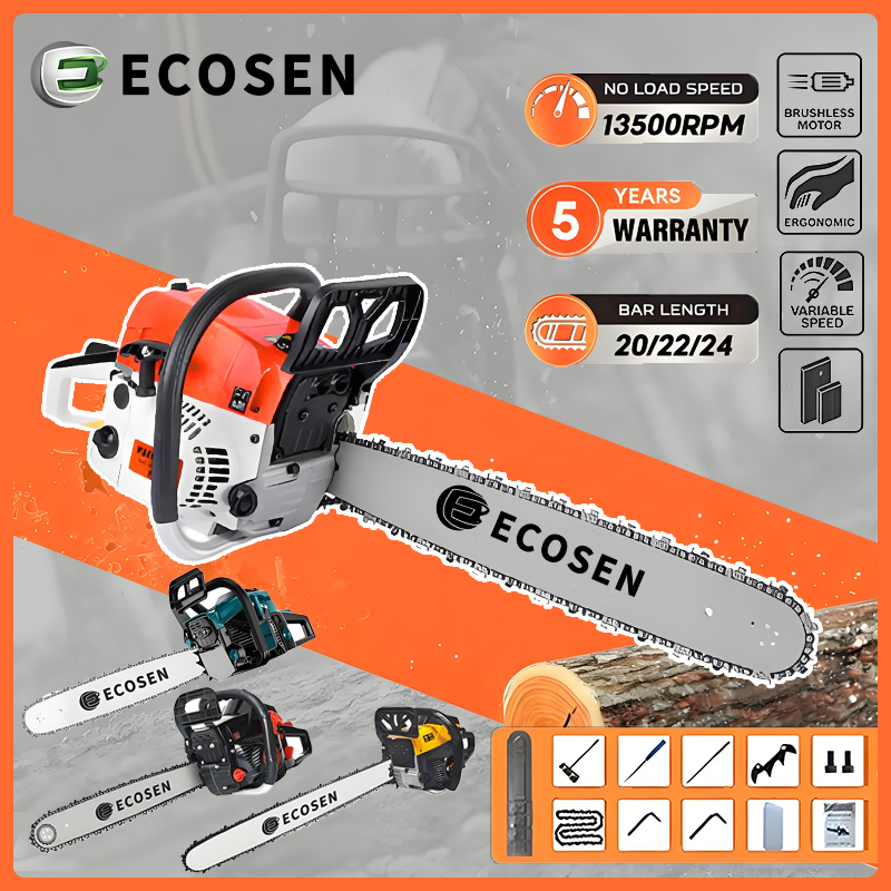 Mesin Chainsaw Alat Pemotong Gergaji Lanjut Bensin Portabel 20/22/24 Inch/Senso Mini Pemotong Kayu