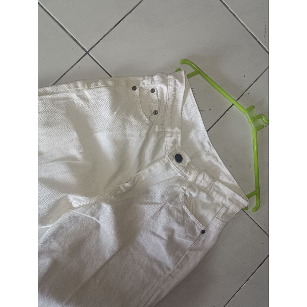 Preloved kulot highwaist jeans putih, hitam (cutbray)