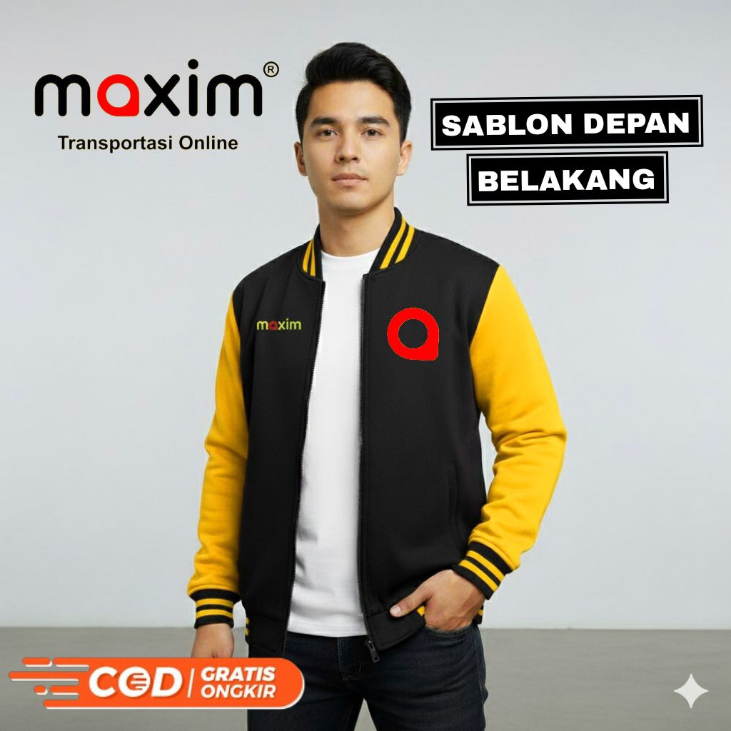 Jaket Baseball Zipper Ojol Ojek online MAXIM Grab Terbaru