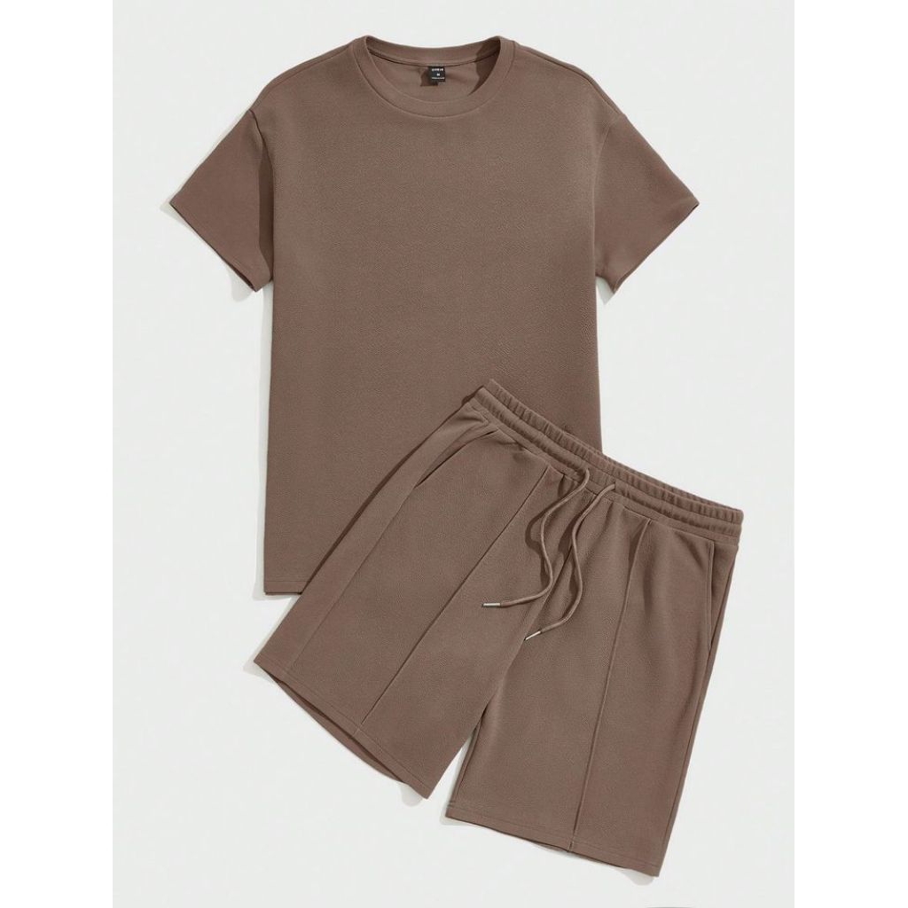 Satu Set Setelan Outfit Cowok Kaos dan Celana Pendek Kekinian Katun Lembut