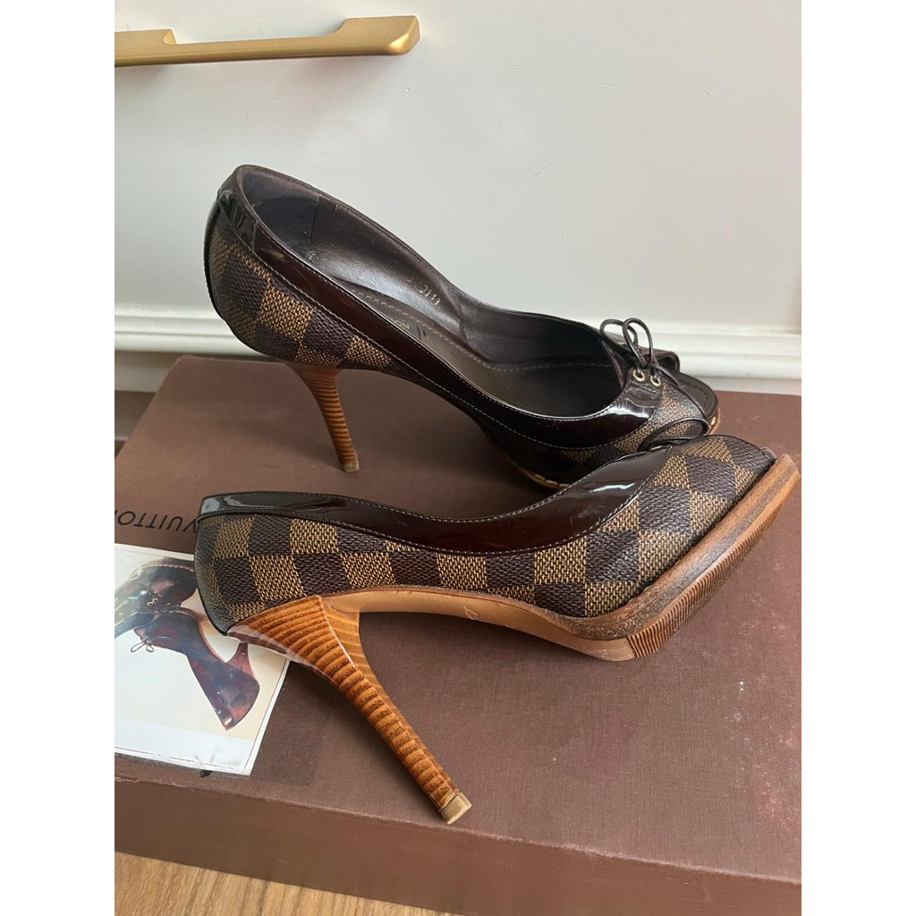 LV HEELS DAMIER SIZE 36 PRELOVED ORIGINAL AUTHENTIC