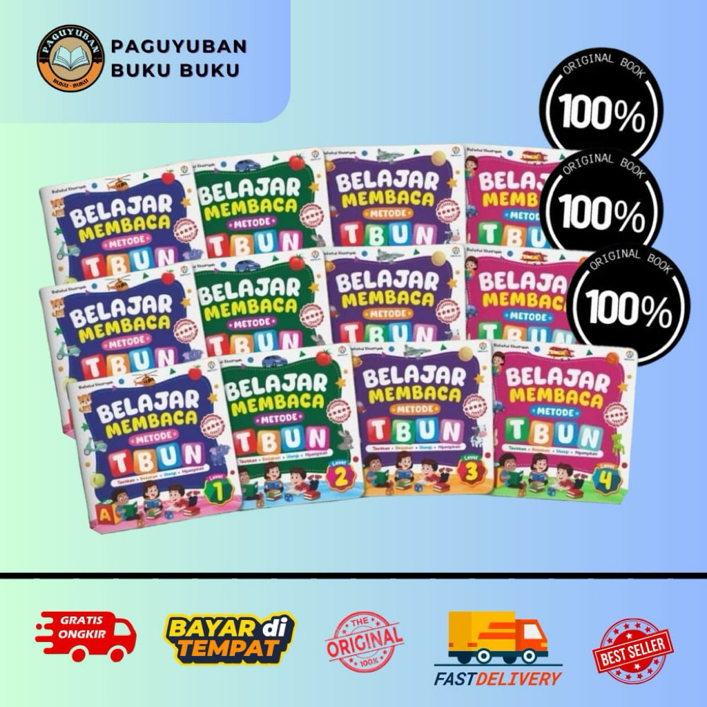 Buku Belajar Membaca Metode TBUN buku anak TK paud 3 tahun buku membaca anak Ziyadbooks (isi 4 buku)