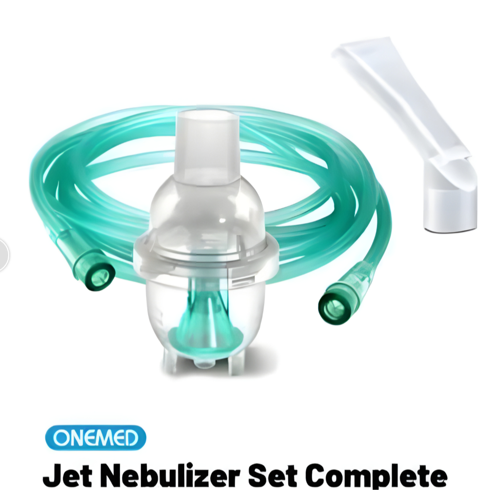 Onemed Maxiflow Masker Oksigen Bayi Anak Transparan Hijau PVC PP Selang 2m