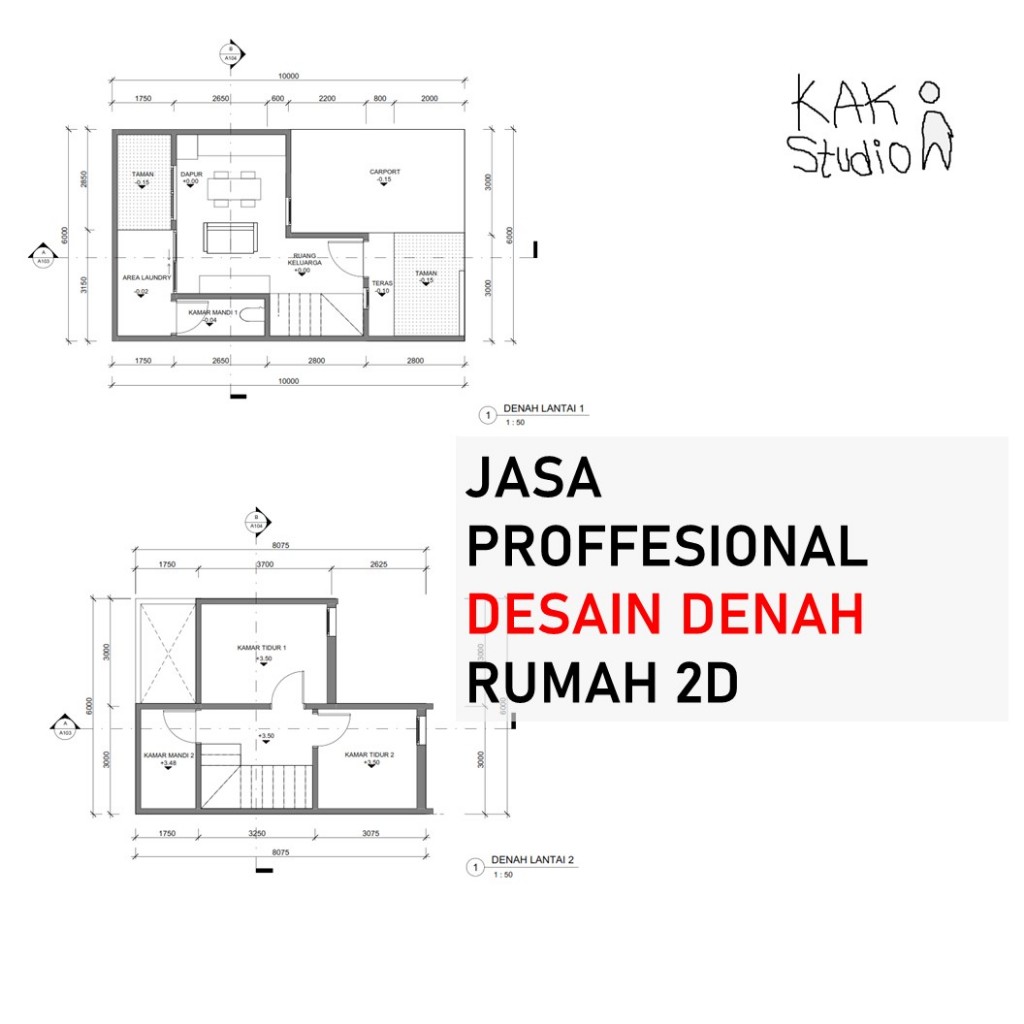 Desain Denah Rumah 2D Professional