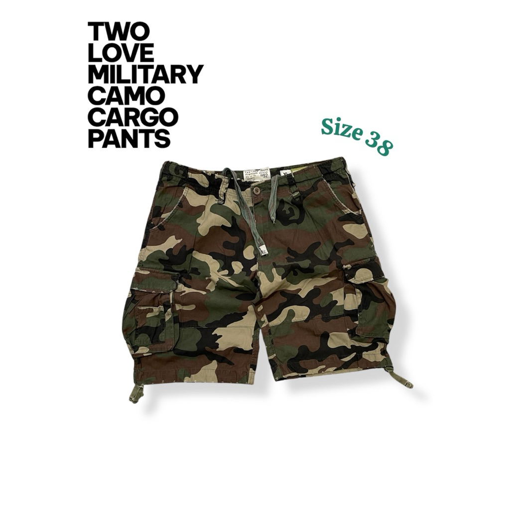 Celana pendek cargo military camo Two love size 38 Second Original