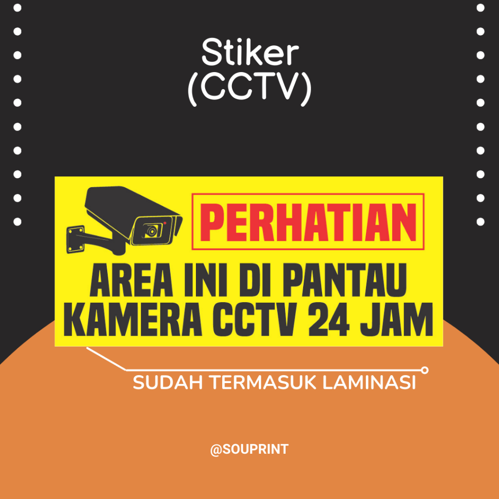Stiker Keamanan Rumah Kantor Toko Area Penting / Stiker Perhatian CCTV / Stiker Cctv 24 Jam / Stiker