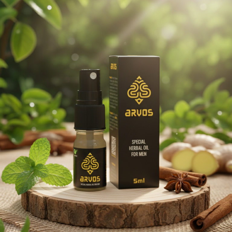 Arvos Spray Minyak Pijat Herbal Tahan Lama - Herbal Oil Antiseptic Spray Bpom