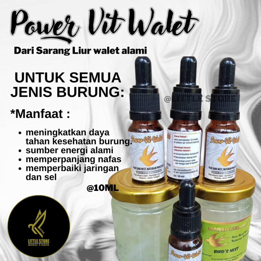 Power vit 100% liur walet.  Sumber liur walet alami 10ml Original Herbal Alami vitamin semua burung 