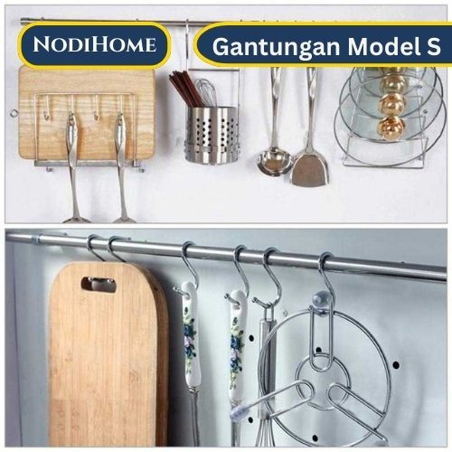 Gantungan Baju Besi Model S -Gantungan Dinding Lemari Baju Dapur -  Hanger Besi