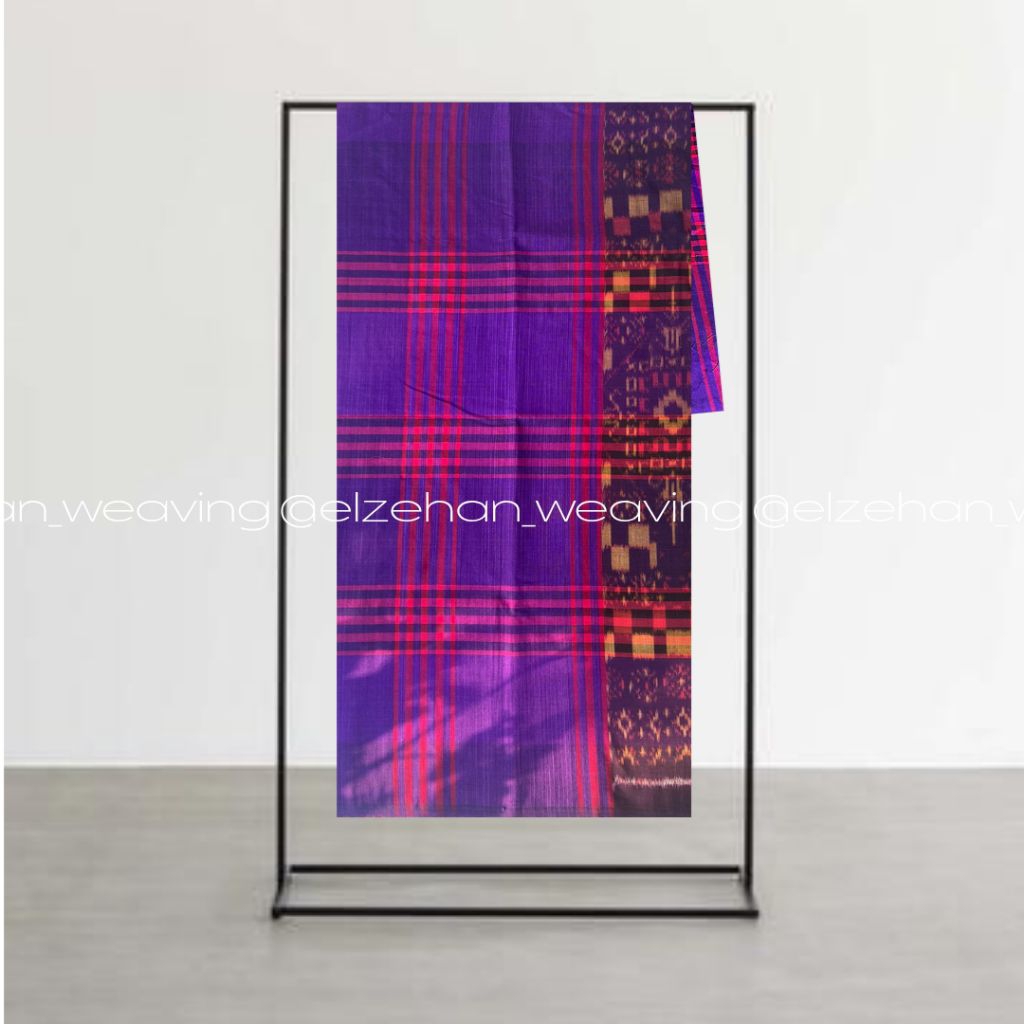 Kain Endek Dobol Kotak Warna Ungu Meteran