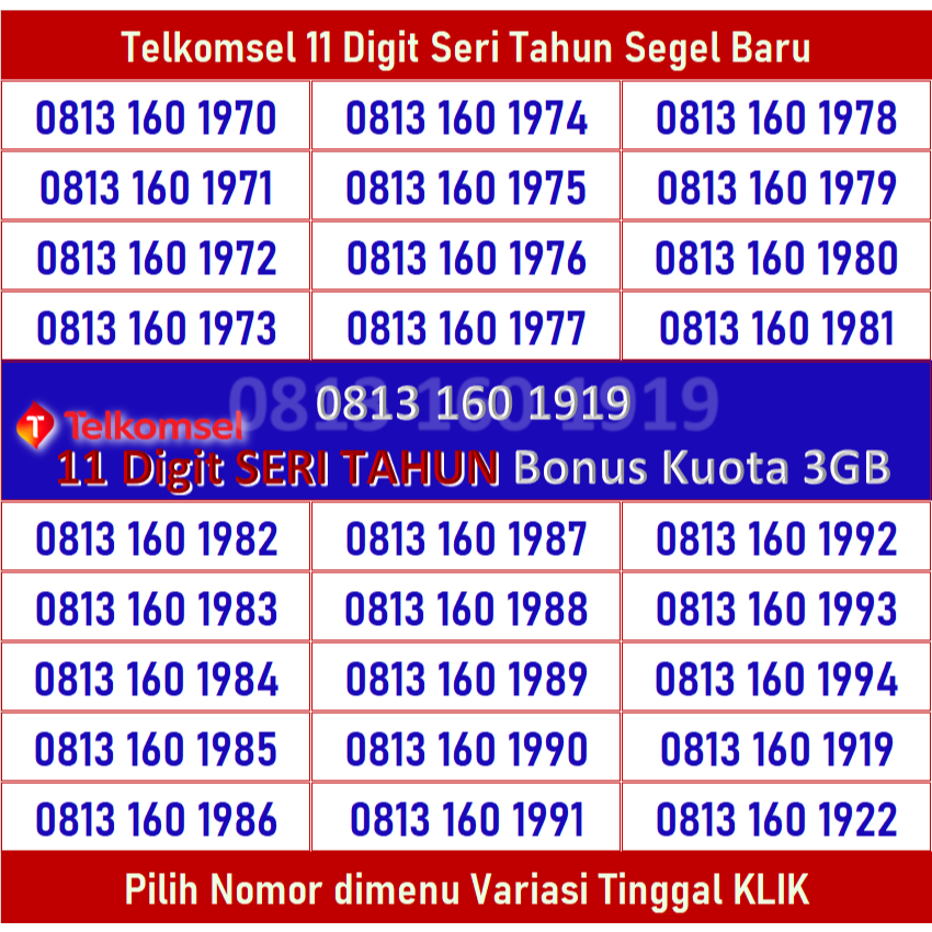 Kartu Perdana Telkomsel Simpati 11 Digit Seri Tahun New Cover 4G Support 5G