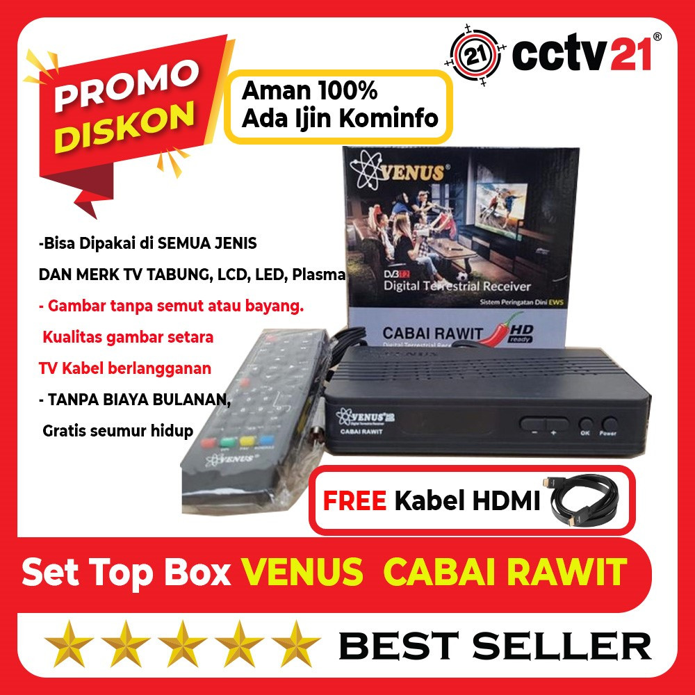 STB Set Top Box TV Digital HDTV Ada izin Komonfo NEW Cabe Rawit Bonus Kabel HDMI Promo cctv21