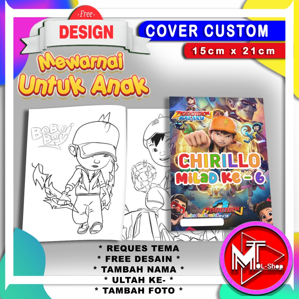 Souvenir Ulang Tahun Anak Buku Mewarnai Custom - FREE DESAIN