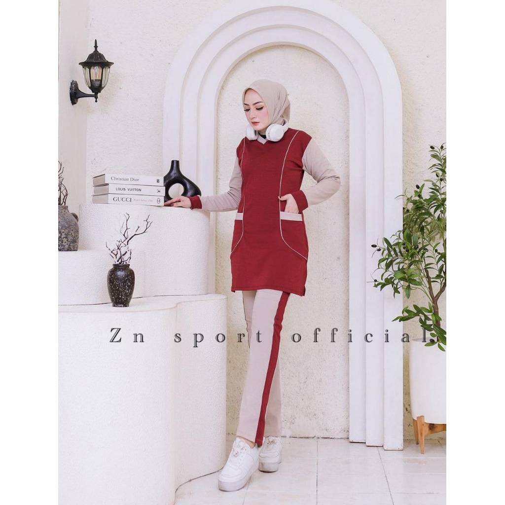Zn Sport-setelan tunik olahraga wanita muslim baju senam perempuan  zumba yoga