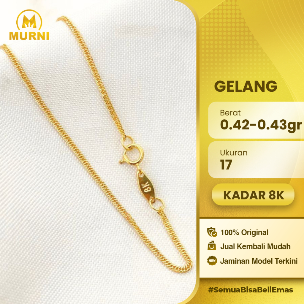Gelang Emas Rantai Polos 8 Karat