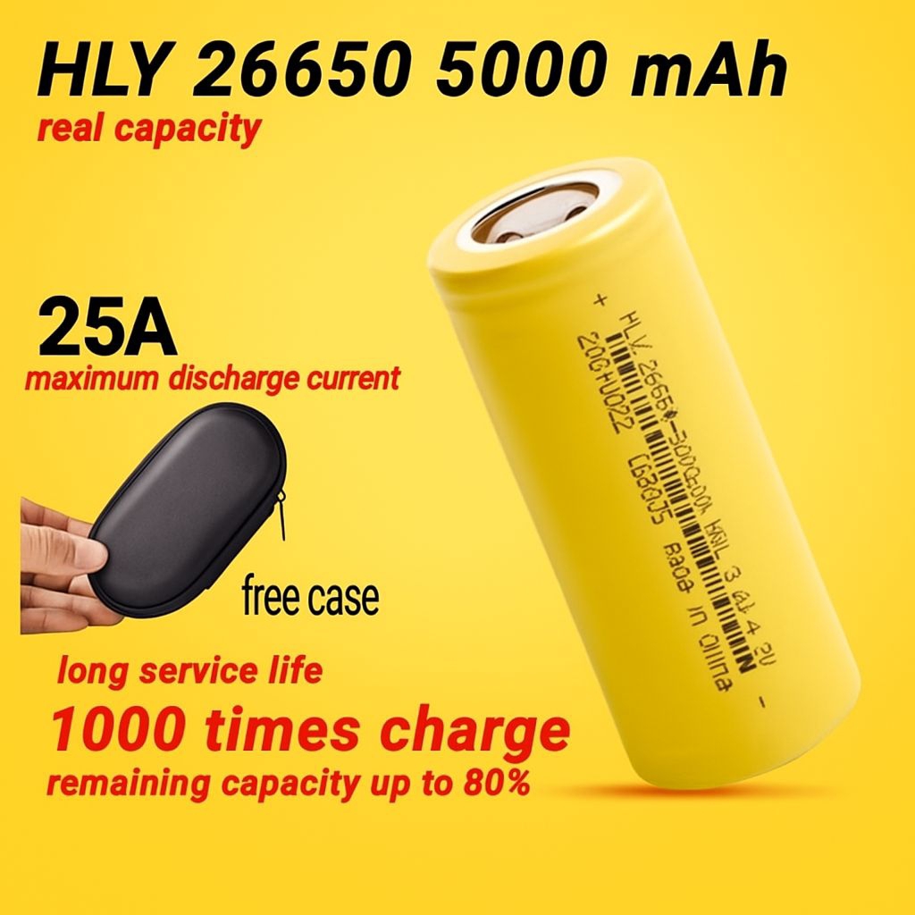 Baterai HLY 26650 5000 mAh real capacity