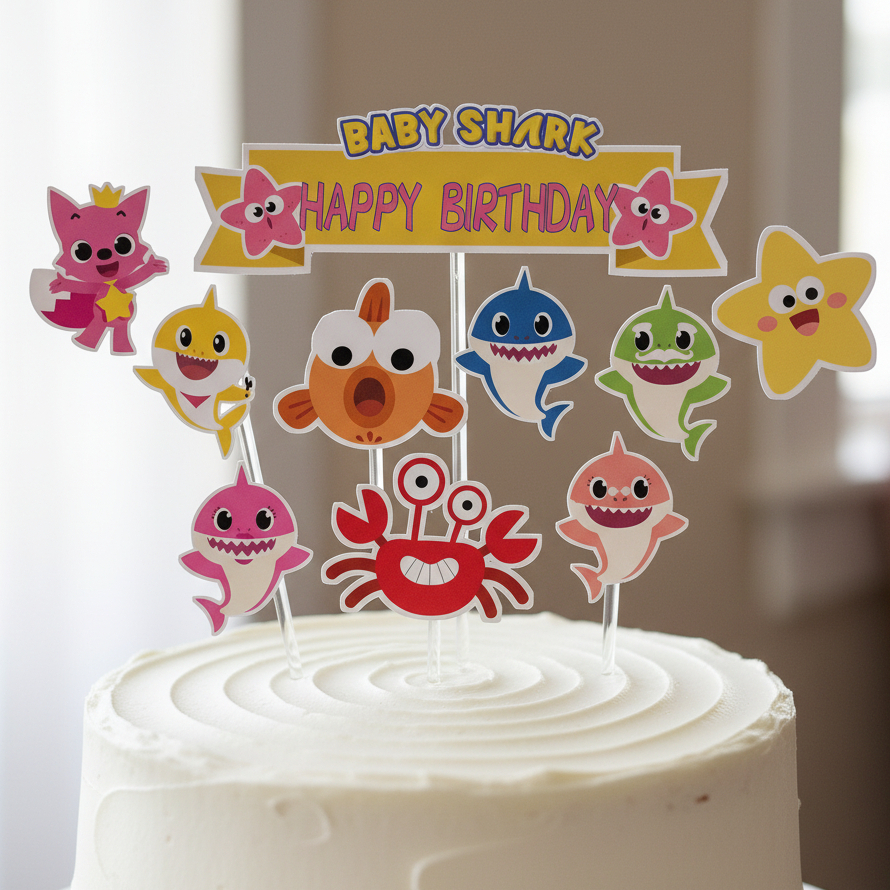 TOPPER CAKE ULANG TAHUN / HIASAN KUE BABY SHARK
