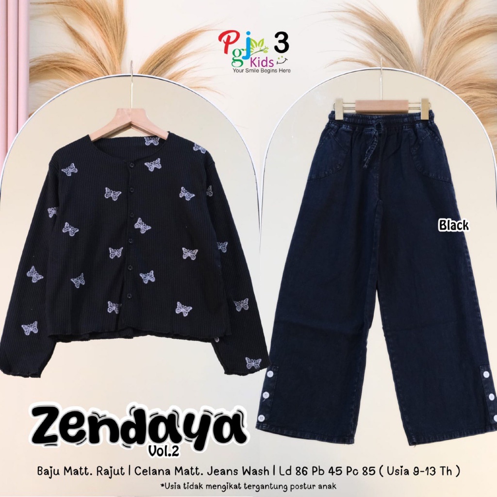 Daisy | Zendaya - Setelan Outer Cardigan Knit Rajut dan Celana Jeans Anak Remaja Perempuan by Pgj Ki