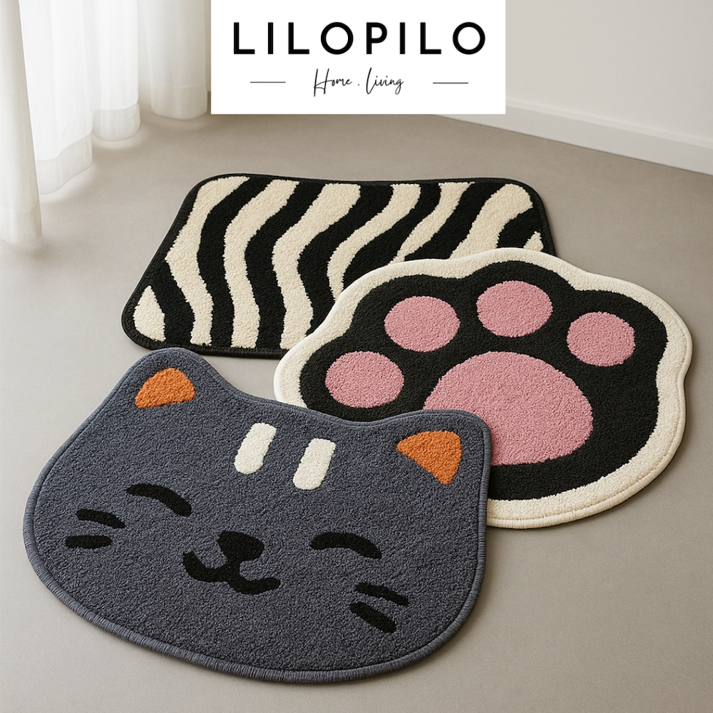 Cashmere Floor Mat / Keset Kaki Bulu Lembut Antislip Kasmir Karpet Bulat Bulu Karpet Ruang Tamu Moti