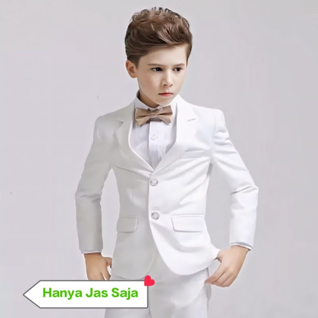 Jas anak pria putih / blazer anak laki-laki putih umur 3-13 tahun