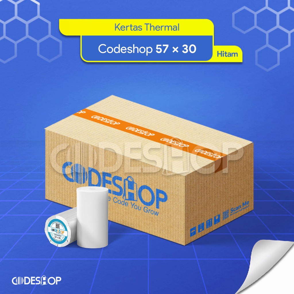 Kertas Thermal Codeshop Ukuran 57 x 30 / 57x30 mm / 57x30mm 1 Dus