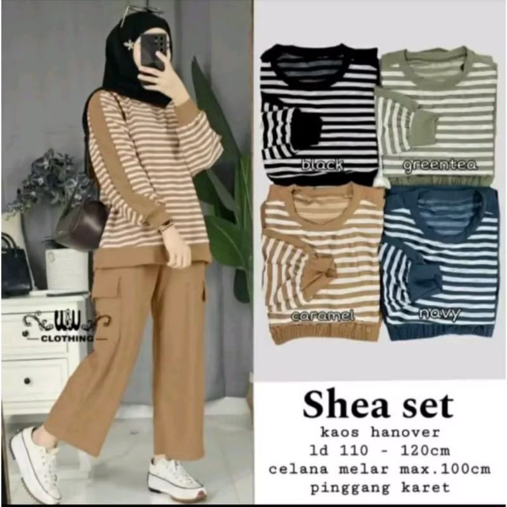 Set Wanita Salur Cargo Mewah One Set Cewek Viral Korea Style Setcel Long Tunik Setelan Muslim Cewek 