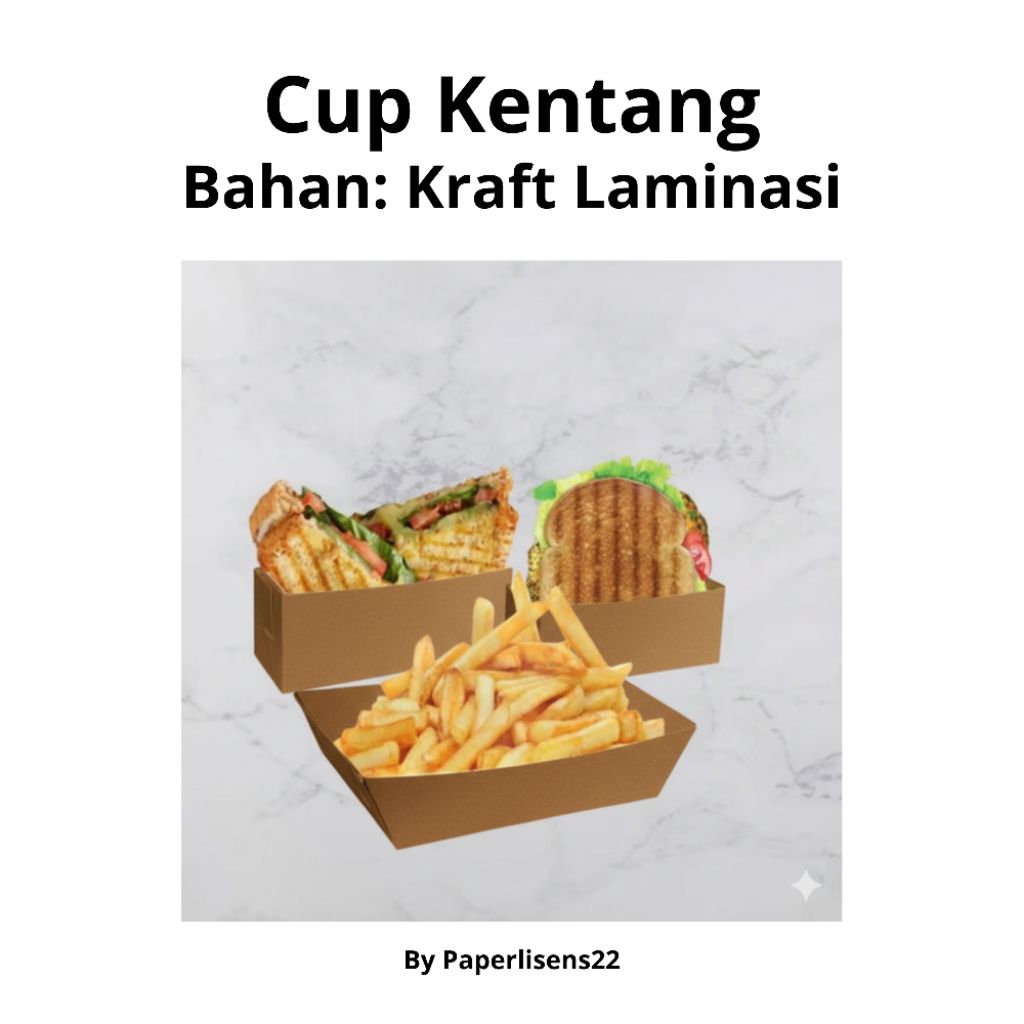 (100pcs) Kotak Cup Kentang / Food Paper Tray / Kotak toast / Kotak Snack / Paper tray Dine in