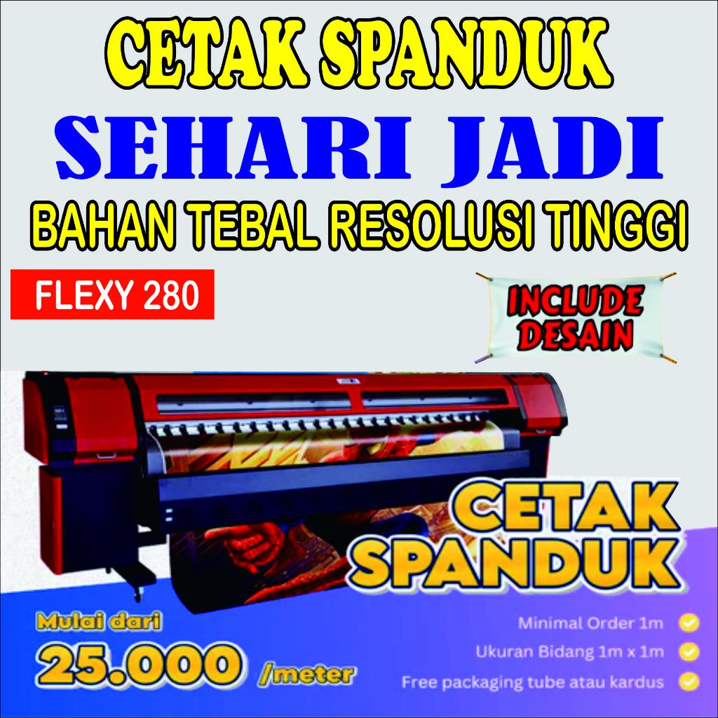 Cetak Spanduk Medium Flexy 280g Sesuai Ukuran / spanduk menu warung/ spanduk makanan/ banner jajanan