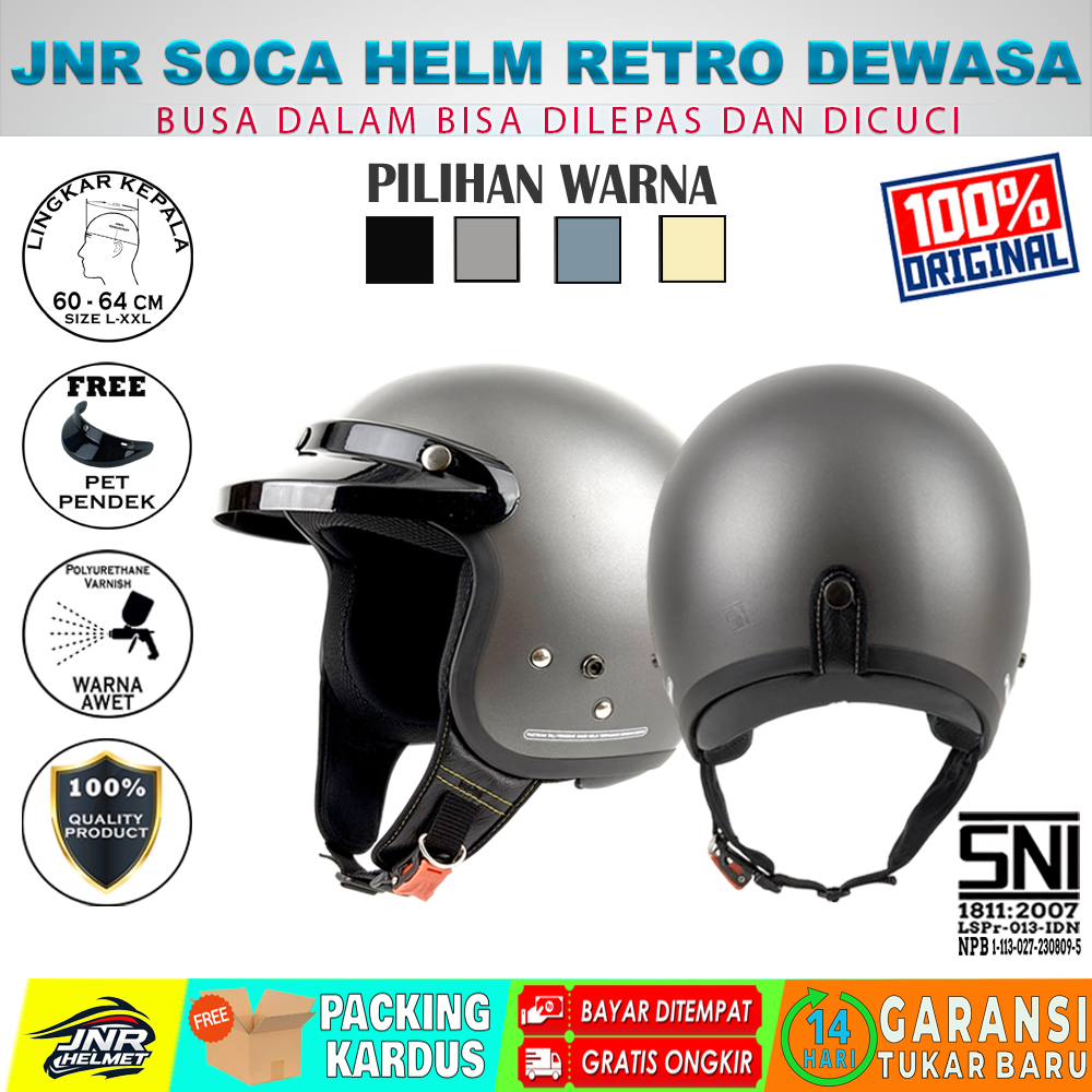 Helm Bogo Retro Ukuran XL XXL XXXL Pria Wanita Dewasa Jumbo Big Size SNI Free Pet Pendek