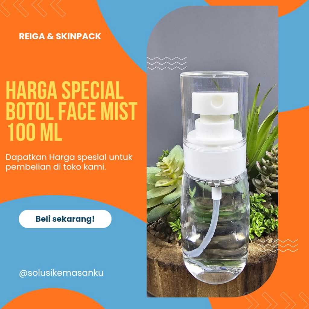 Botol Spray Facemist 100 Ml Bulat / Botol Spray Facials 100 Ml / Botol Spray 100 Ml
