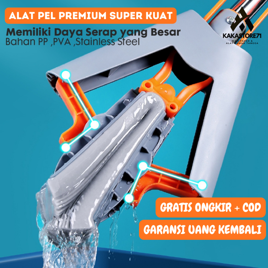 Alat Pel Lantai Spons Cleaning Mop / Pel Lantai Karet Pengering Lantai Peras Otomatis Best Product