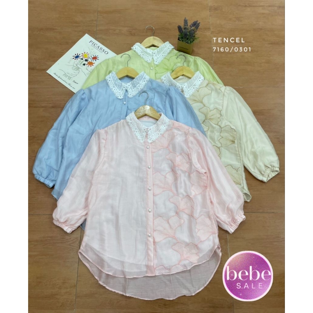 Blouse Tencel | Atasan Wanita | Baju wanita kerah renda