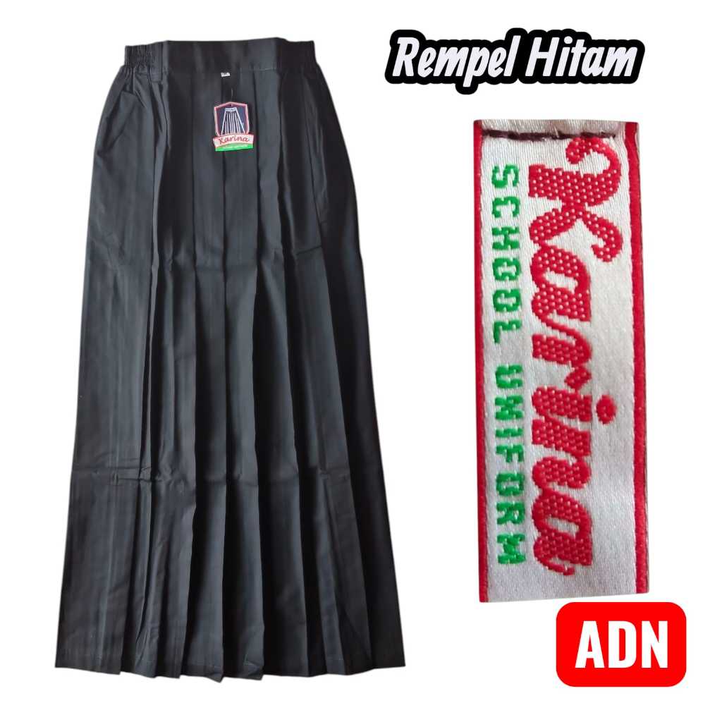 Rok Sekolah | Rok Hitam | Rok Panjang Rempel HITAM | Merek KARINA