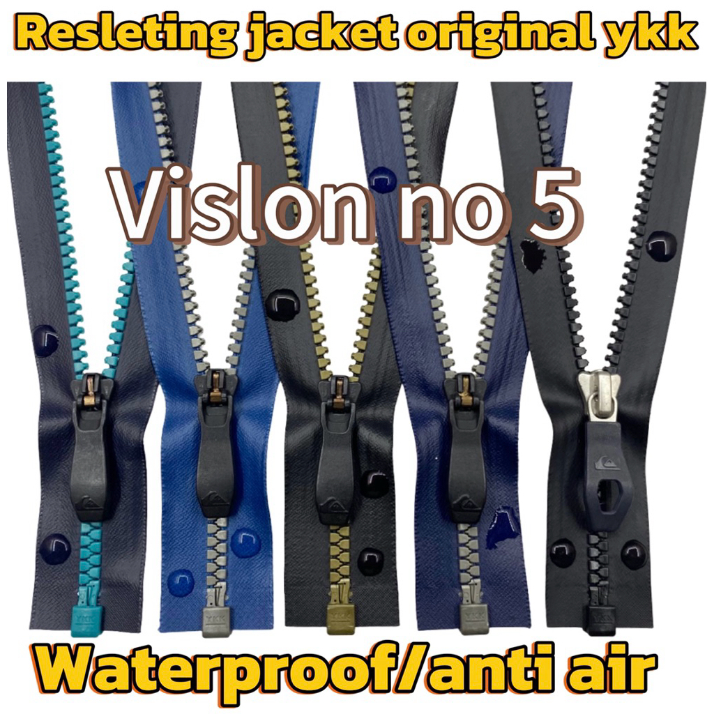 per pcs Resleting Jacket 100% YKK waterproof VISLON no 5 panjang 72-85 cm