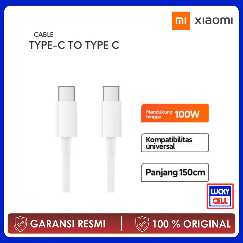 Xiaomi USB Type-C to Type-C Kabel Data Panjang 150cm Fast Charging - Original Garansi 1 Tahun - Luck