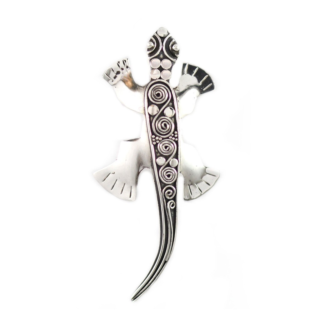 Liontin Perak Bentuk Cicak Unik P494