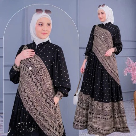BELLSA GAMIS RAYON MOTIF BUNGA LD 120 / GAMIS WANITA TERBARU KEKINIAN FASHION MUSLIMAH