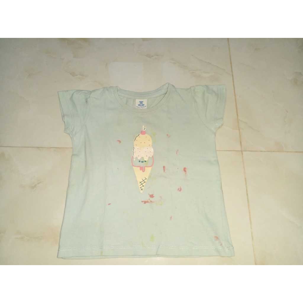 Kaos Anak Perempuan Hijau Motif Es Krim – Preloved